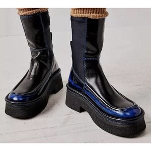 Free People Black and Blue Platform Boots